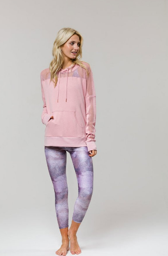 Image Title Mesh Long Sleeve Hoodie; Black, White & Blush.